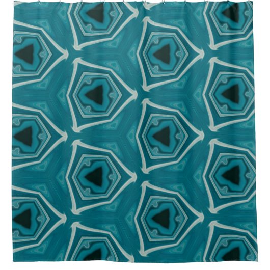 Rideaux De Douche Bleu rétro Abstrait (Devant)