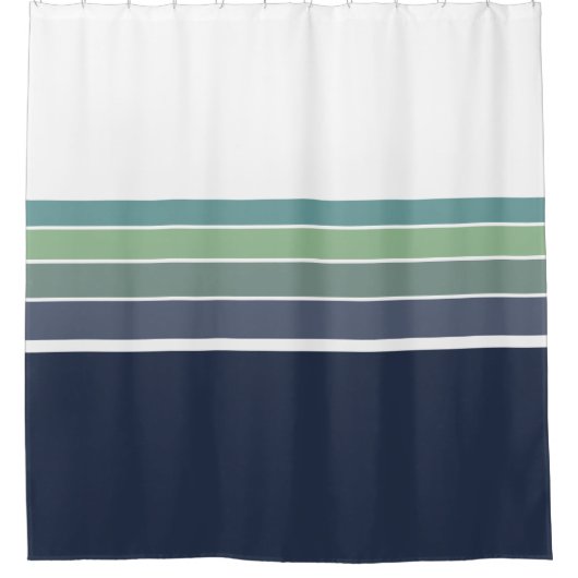 Rideaux De Douche Bleu rétro/mod et vert rayé (Devant)