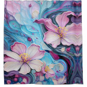 Rideaux De Douche bleu rose Fleur Surreal (Devant)