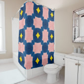 Rideaux De Douche Bleu rose jaune Abstrait (En situation)