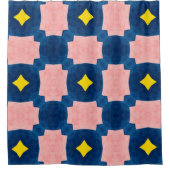 Rideaux De Douche Bleu rose jaune Abstrait (Devant)