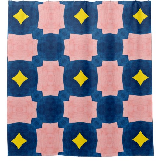 Rideaux De Douche Bleu rose jaune Abstrait (Devant)