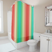 Rideaux De Douche Bleu rouge jaune vert rayures (En situation)