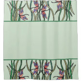 Rideaux De Douche Bleu rouge mignon et Feuilles verts (Devant)