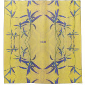 Rideaux De Douche Bleu rustique et Jaune (Devant)