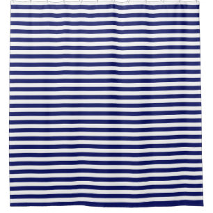 Rideaux De Douche Bleu Sailor Stripe (grande échelle)
