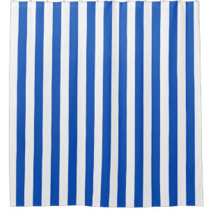 Rideaux De Douche Bleu Saphir Blanc Rayure Verticale NL #0