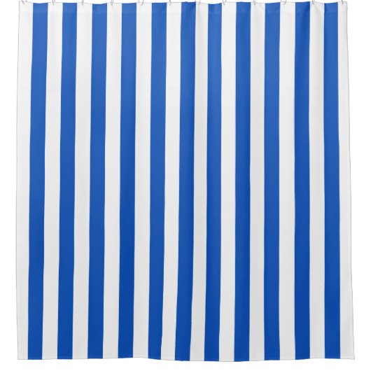 Rideaux De Douche Bleu Saphir Blanc Rayure Verticale NL #0 (Devant)