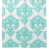 Rideaux De Douche Bleu sarcelle et blanc Damask Glam Royal (Devant)