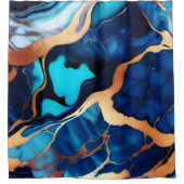 Rideaux De Douche Bleu tendance en or faux marbre (Devant)