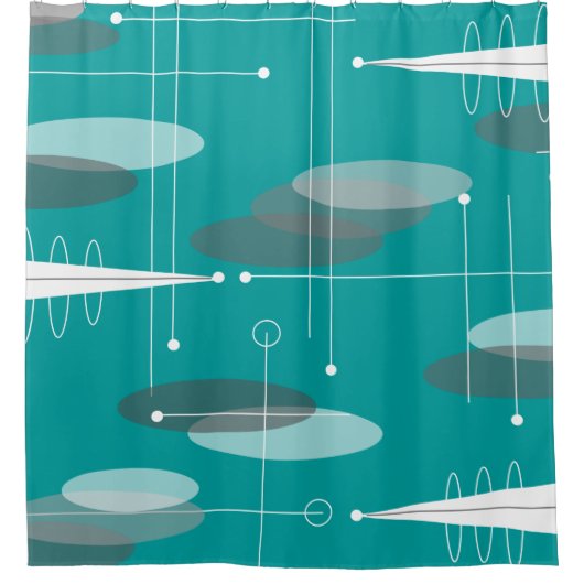 Rideaux De Douche Bleu turquoise abstrait d'ovales modernes de la (Devant)