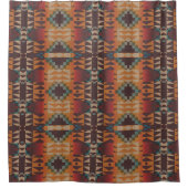Rideaux De Douche Bleu turquoise Beige Rouge foncé Art Tribal Brown  (Devant)