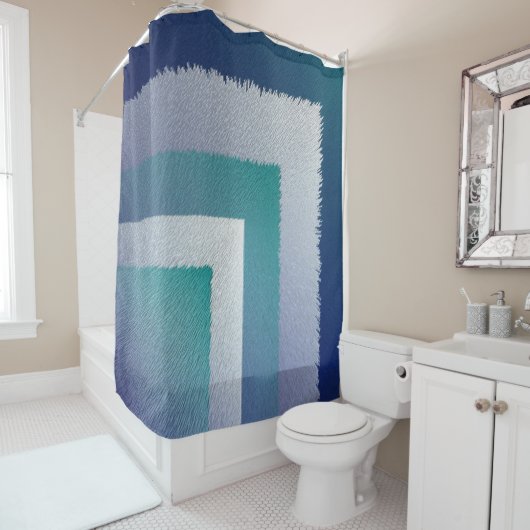 Rideaux De Douche bleu turquoise gris ex pastel (En situation)