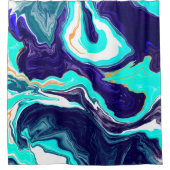 Rideaux De Douche Bleu Turquoise Océan Fluide Marbre Art (Devant)