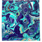 Rideaux De Douche Bleu Turquoise Océan Fluide Marbre Art (Devant)