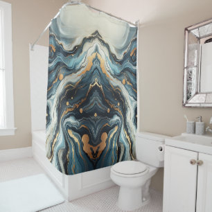 Rideaux De Douche Bleu Turquoise Or Agate Moderne Glamour Élégant Pl