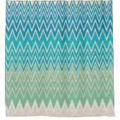 Rideaux De Douche Bleu turquoise, turquoise et vert Zigzags (Devant)