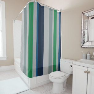 Rideaux De Douche Bleu vert Abstrait rayures
