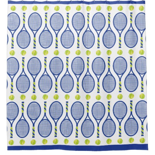 Rideaux De Douche 💙 🎾 bleu, vert, blanc 🎾 tennis (Devant)