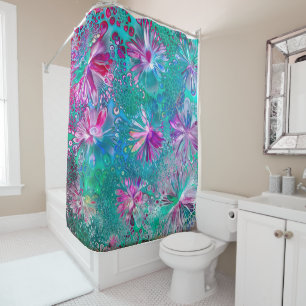 Rideaux De Douche Bleu, Violet, Emeraude Acrylique peinture colorée