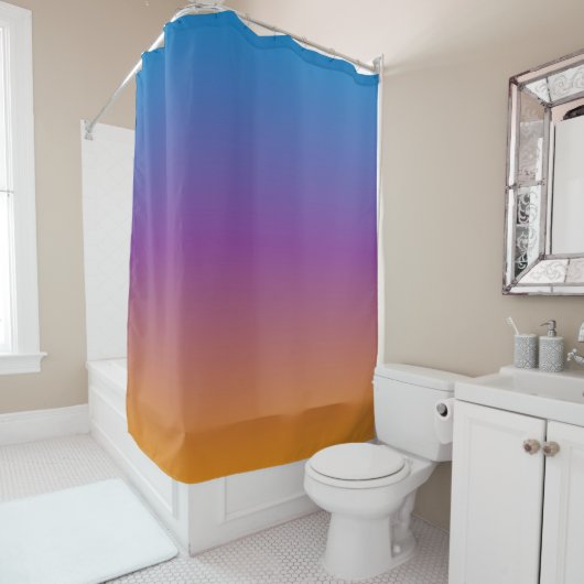Rideaux De Douche Bleu, violet et orange (En situation)