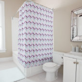 Rideaux De Douche Bleu, violet, Gris Herringbone Motif Design (En situation)