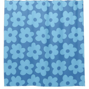 Rideaux De Douche Bleu Whimsical Floral Retro, Gai, Preppy