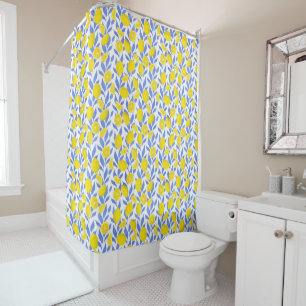 Rideaux De Douche Bleus Citrons Méditerranée