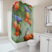 Rideaux De Douche Bleus et pêches bleu (En situation)