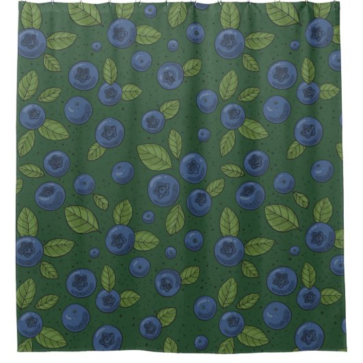 Rideaux De Douche Bleus sur vert foncé (Devant)