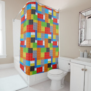 Rideaux De Douche Bloc de construction rouge bleu vert jaune orange