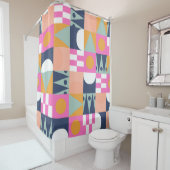 Rideaux De Douche Bloc de couleur africain, motif géométrique. (En situation)