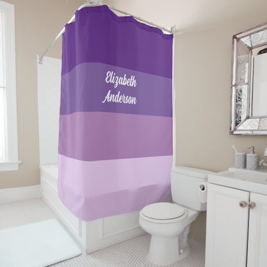 Rideaux De Douche Blocage couleur violet bande horizontale (En situation)