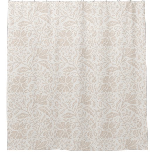 Rideaux De Douche Blocage imprimé floral neutre beige blanc (Devant)