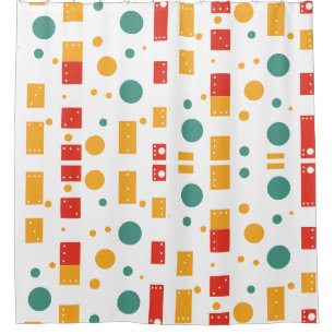 Rideaux De Douche blocs de couleur et points motif rétro