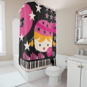 Rideaux De Douche Blond Haired Girl Rock Star Music Karaoke (En situation)