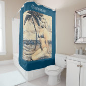 Rideaux De Douche Blonde Kneeling Modèle de bikini Thunder_Cove (En situation)