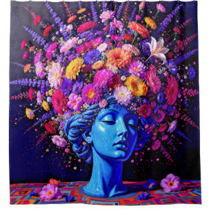 Rideaux De Douche "Bloom of Eternity" - Un portrait surréaliste colo