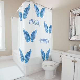Rideaux De Douche Blue Angel Wings Design