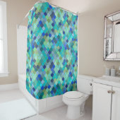 Rideaux De Douche Blue Aqua Moroccan Mosaic Pattern (En situation)