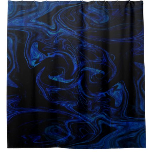 Rideaux De Douche Blue Black Swirl Abstrait Smoky Cool (Devant)
