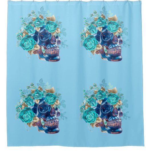 RIDEAUX DE DOUCHE BLUE BLOOM REQUIEM (Devant)