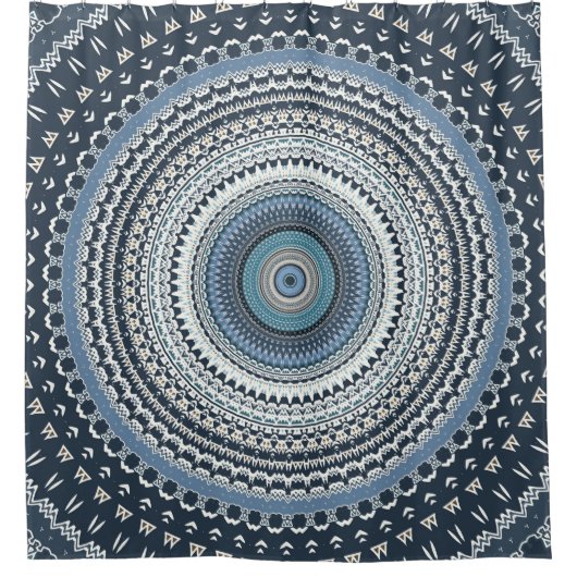 Rideaux De Douche Blue Boho Chic Mandala (Devant)