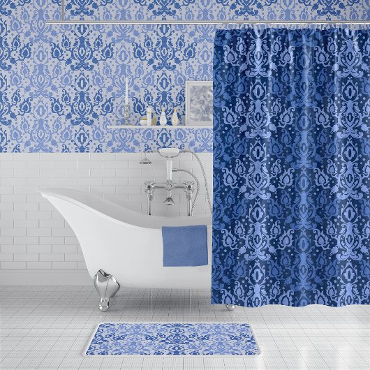 Rideaux De Douche Blue Casbah Marocain Damas