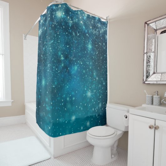 Rideaux De Douche Blue Cosmy Spacey Starry Sky (En situation)