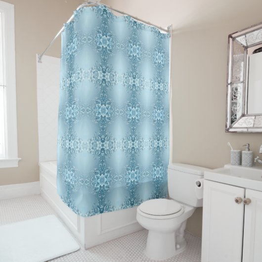 Rideaux De Douche Blue Decorative Floral Shower Curtain (En situation)