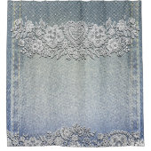Rideaux De Douche Blue Denim Jean & White Heart Lace (Devant)