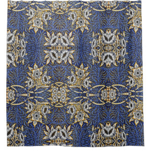 Rideaux De Douche Blue Elegant Floral Vintage Motif