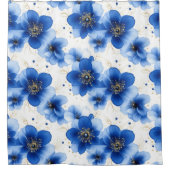 Rideaux De Douche Blue Floral Pattern with Gold Accents (Devant)