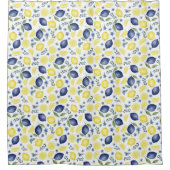 Rideaux De Douche Blue French Country Lemon Pattern (Devant)
